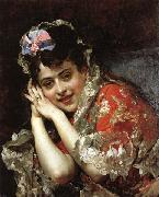 Raimundo de Madrazo y Garreta The Model Aline Masson with a White Mantilla china oil painting artist